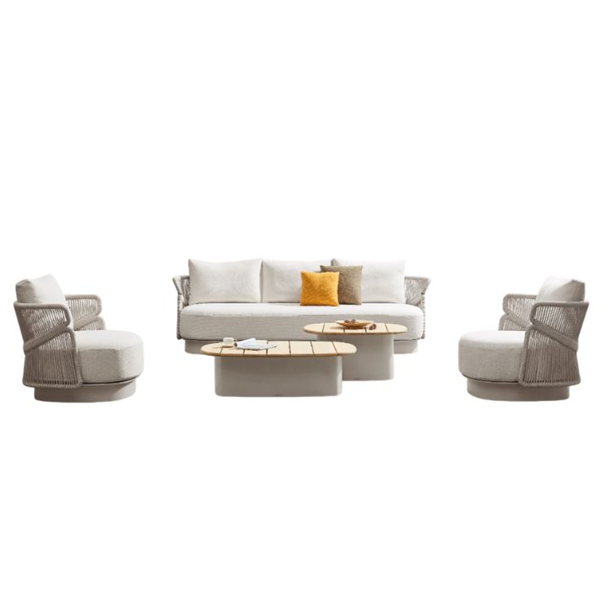 Salon de jardin en aluminium, LASKA beige, AU JARDIN DE CHLOÉ