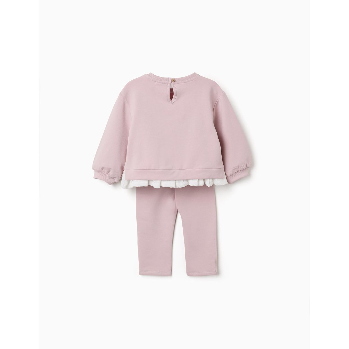 Ensemble de jogging en coton peigné avec imprimé de cœurs et pois mauve clair, ZIPPY