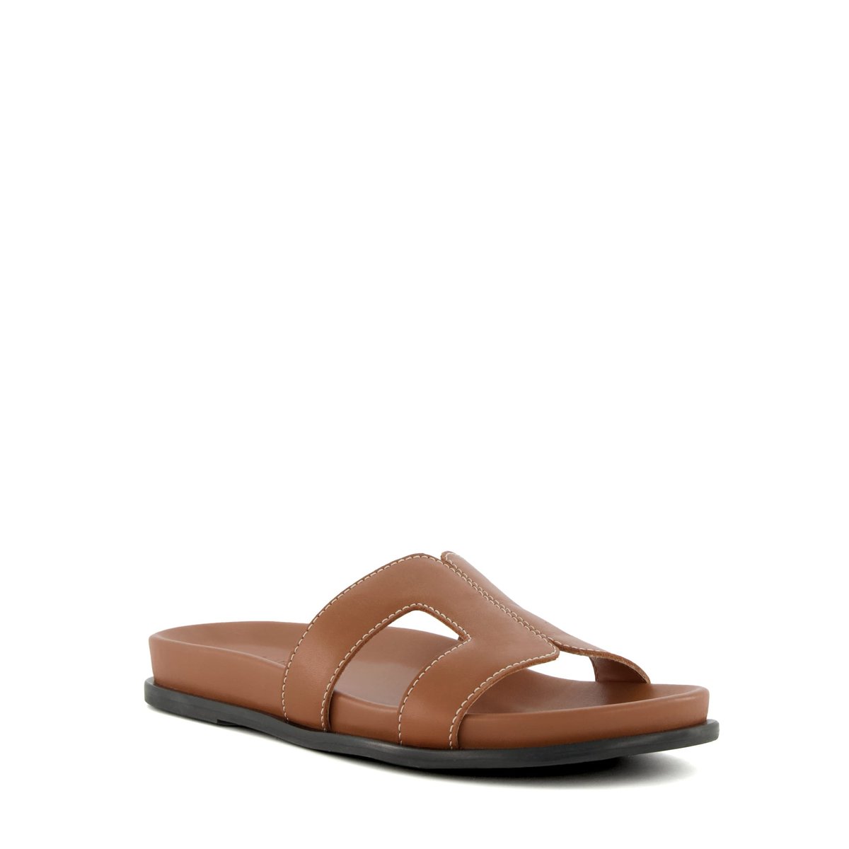Sandales à semelle intérieure confortable avec surpiqûres - LOUPA tan-leather, DUNE LONDON