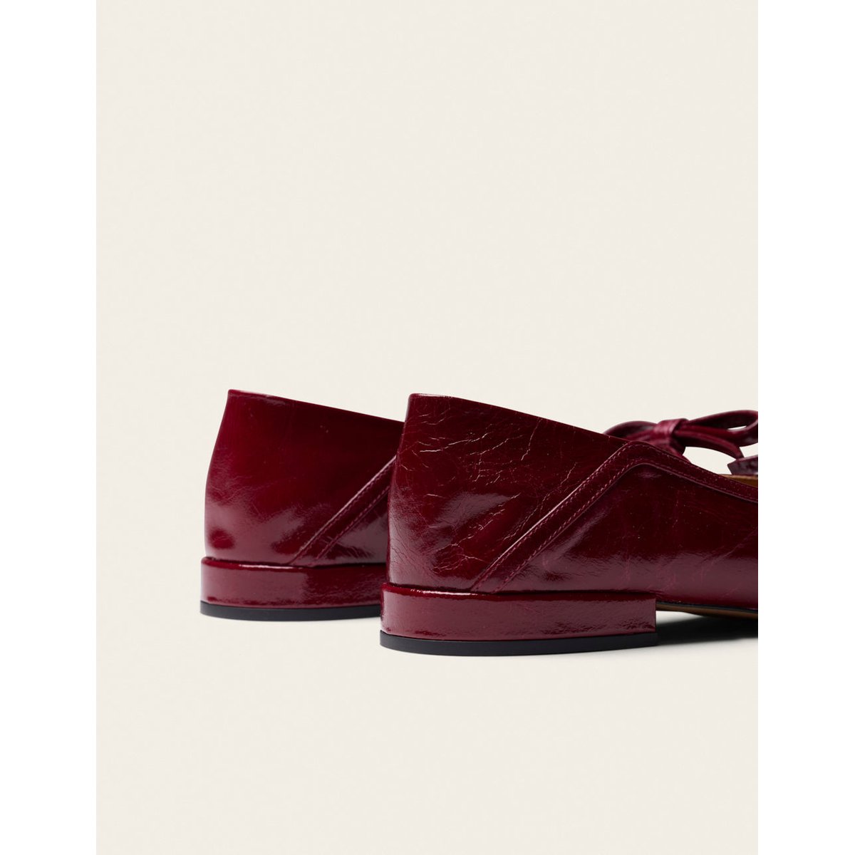 Ballerines ETEL cuir plissé bordeaux, ODAJE