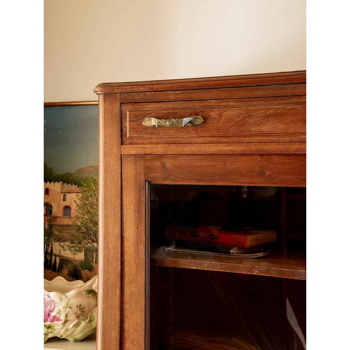 Vitrine aux poignées Art Déco Victoria N°1365 - Bon état bois foncé, DEBONGOUT