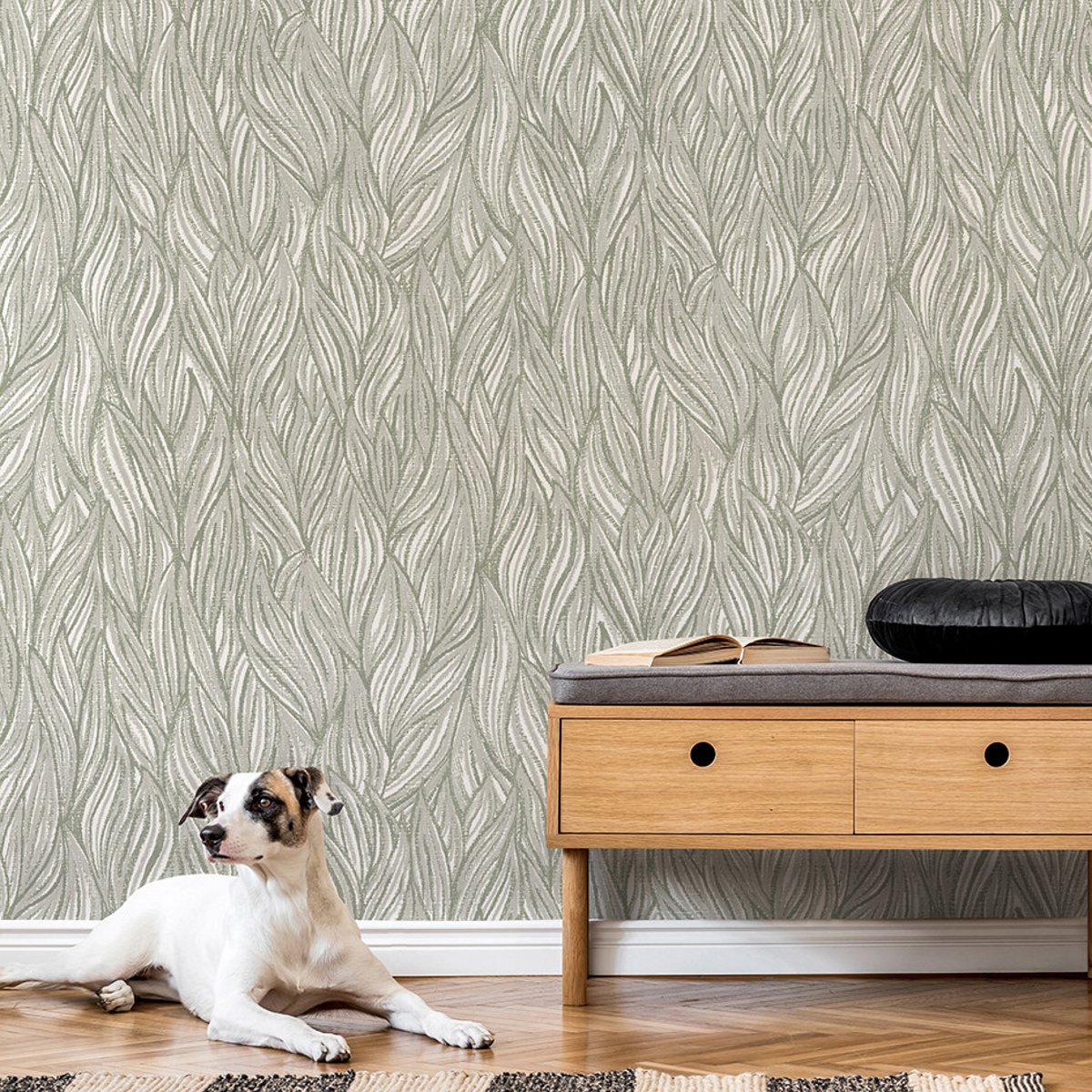 Papier peint panoramique FOREVER GREEN kaki, LE PAPIERS DE NINON