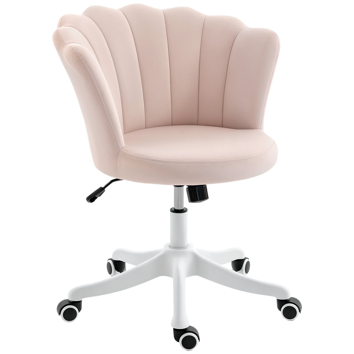 Chaise de bureau Velours (100% polyester) rose et blanc, HOMCOM
