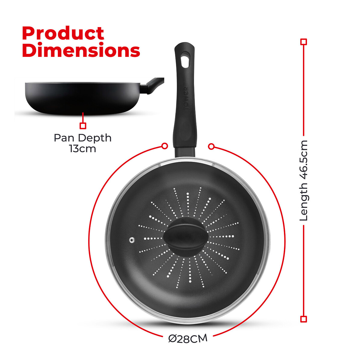 28cm Smart Start Classic Multi-Pan black, TOWER