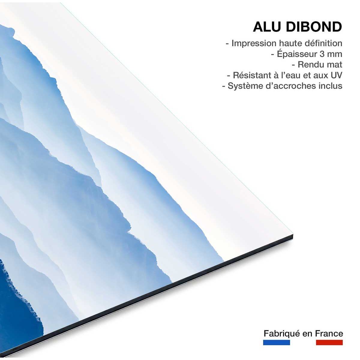 Tableau montagnes bleues tableau alu dibond, HEXOA
