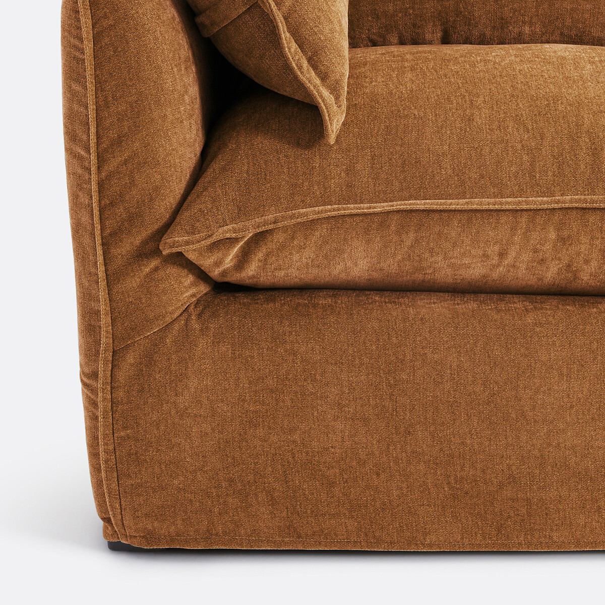 Odna Velvet-Touch 3 Seater Sofa with Removable Cover mid-brown , LA REDOUTE INTERIEURS