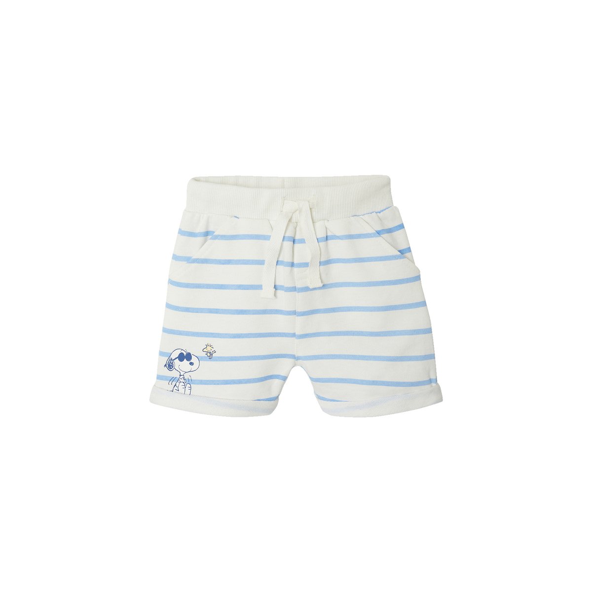 Ensemble bébé t-shirt et short Snoopy rayé bleu, VERTBAUDET
