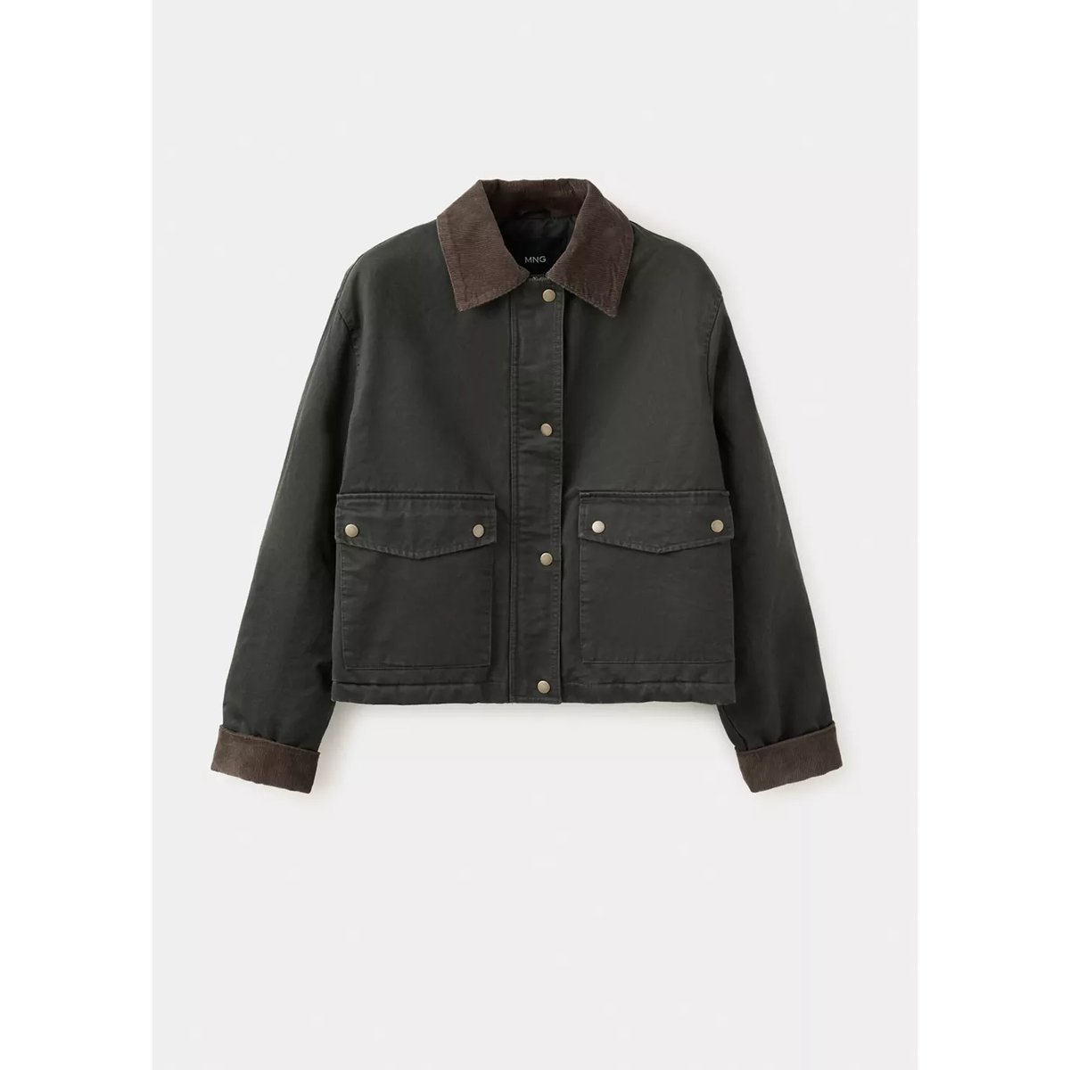 Parka coton en velours côtelé vert moyen, MANGO TEEN