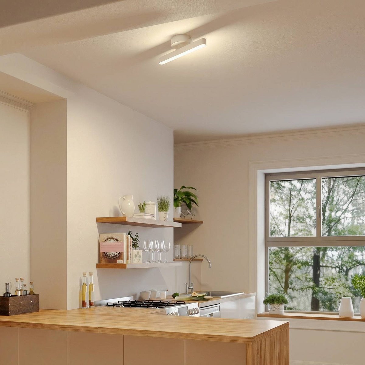 Plafonnier en métal moderneLED, Eldrin blanc, LINDBY
