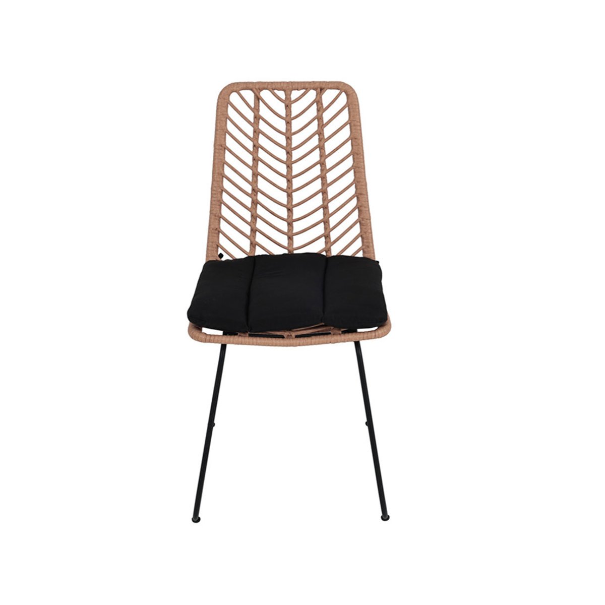 Lot de 4 chaises effet rotin, FORENZA noir / bois, BEST MOBILIER