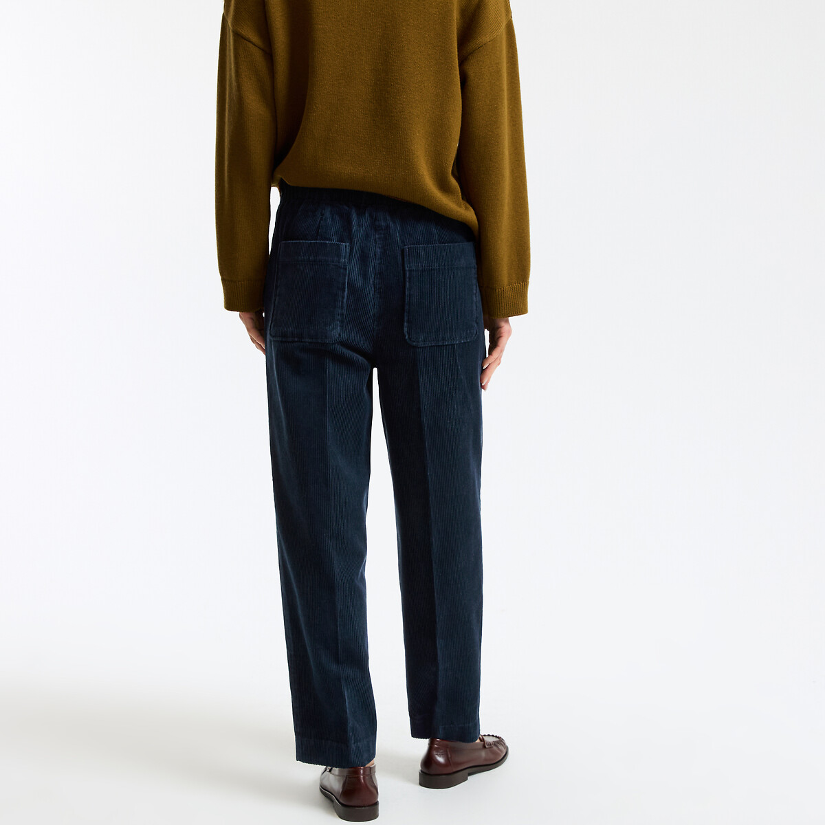 Corduroy Carrot Trousers navy blue, LA REDOUTE COLLECTIONS