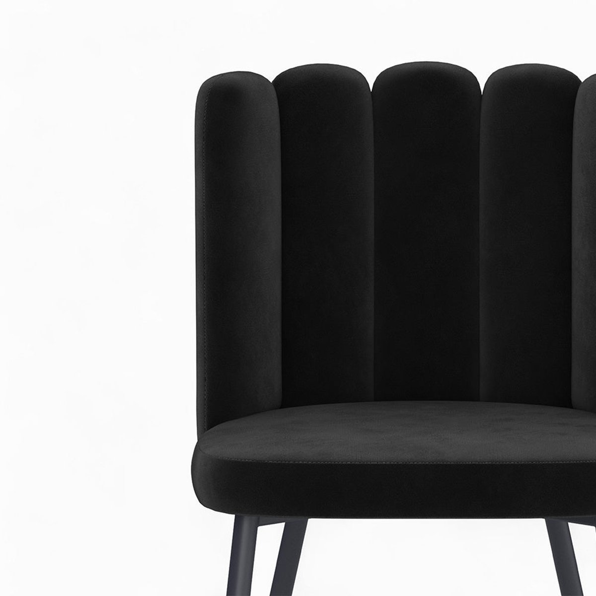 Table et chaises 4 personnes en velours - OMAN noir, MAISON PAVANE