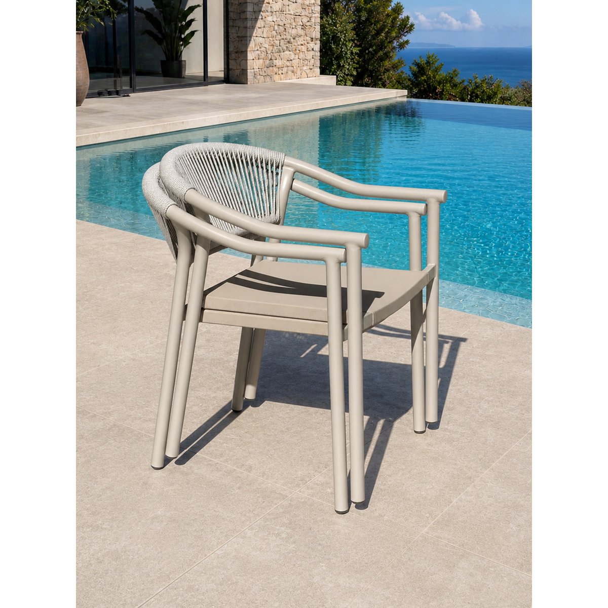 Lot de 2 fauteuils de jardin SUMBA grège, DCB GARDEN