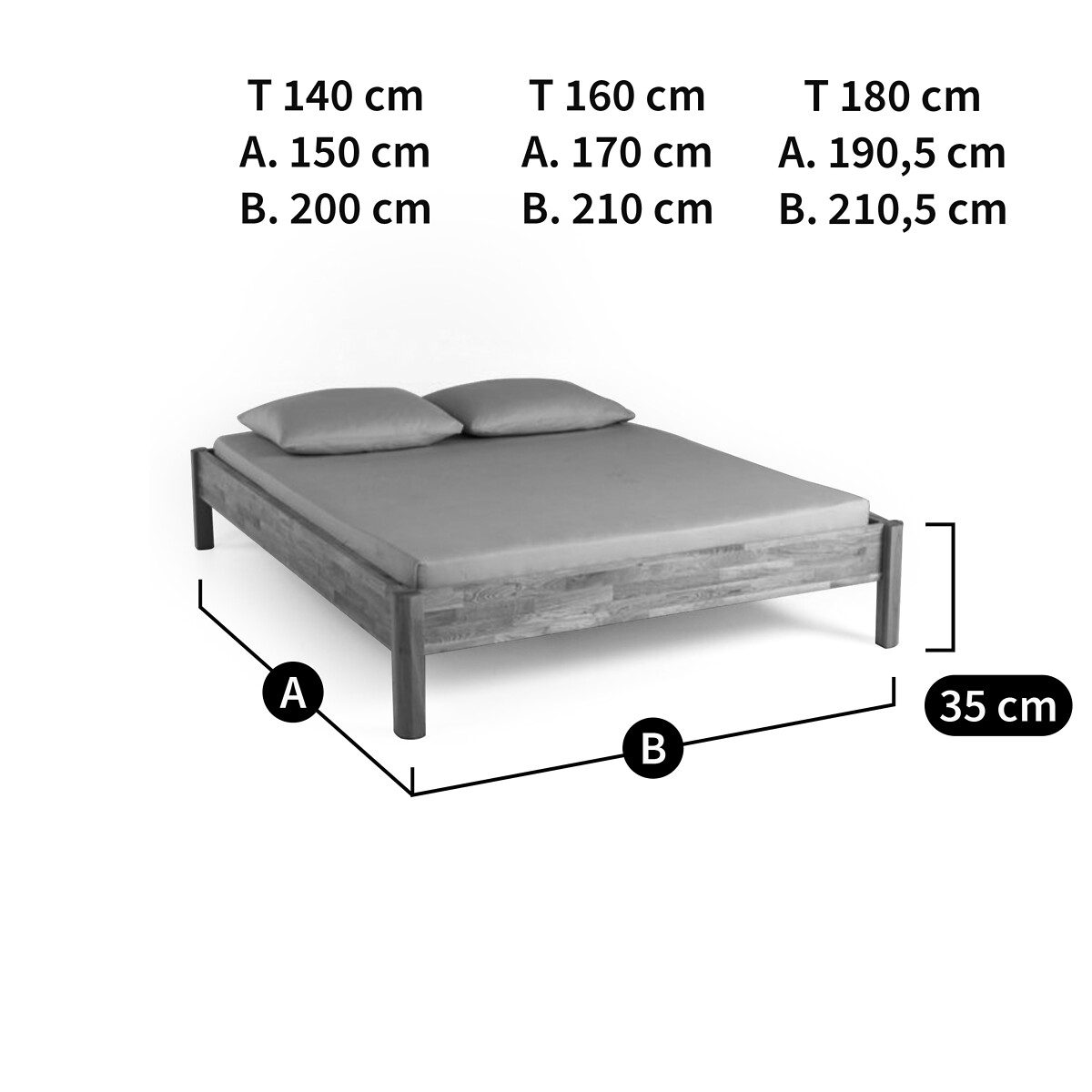 Zulda Solid Oak Bed Frame with Bed Base natural light oak, LA REDOUTE INTERIEURS