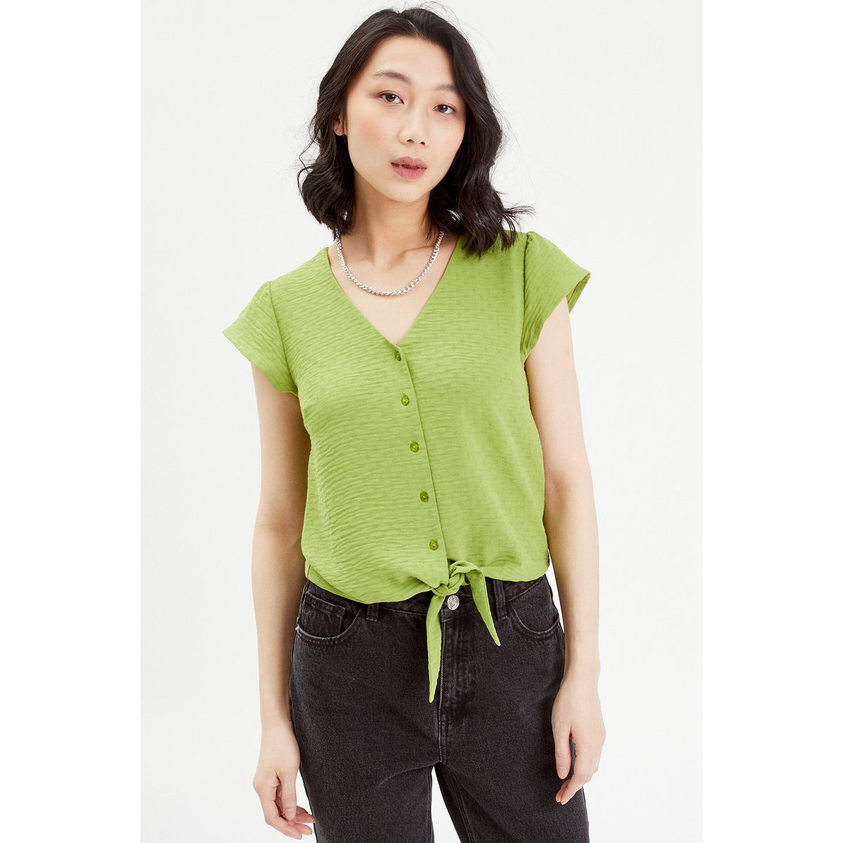 Blouse manches courtes vert anis, CACHE CACHE