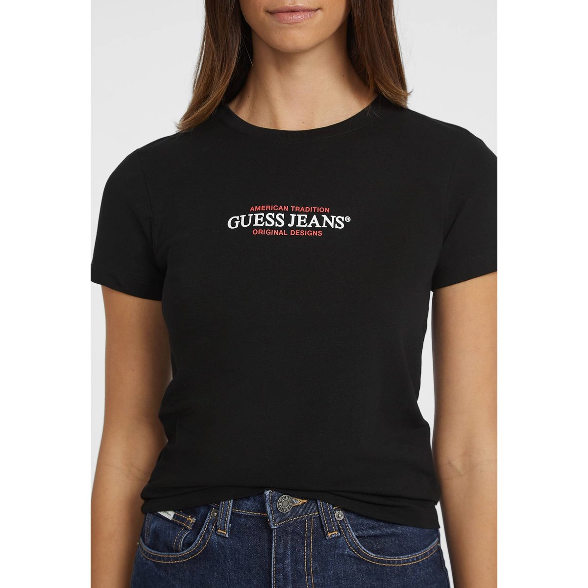 T-Shirt Slim American Tradition noir, GUESS JEANS