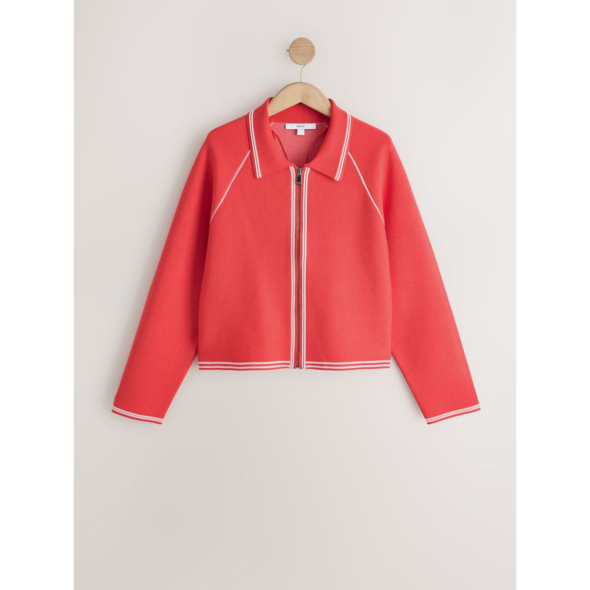 Veste zippée en maille avec col pointes rouges, NEXT