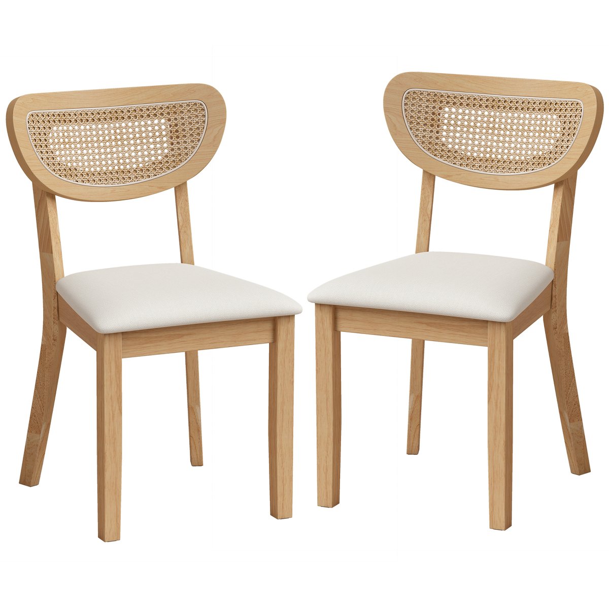 Chaise de salle à manger Tissu aspect lin beige, chêne naturel, HOMCOM