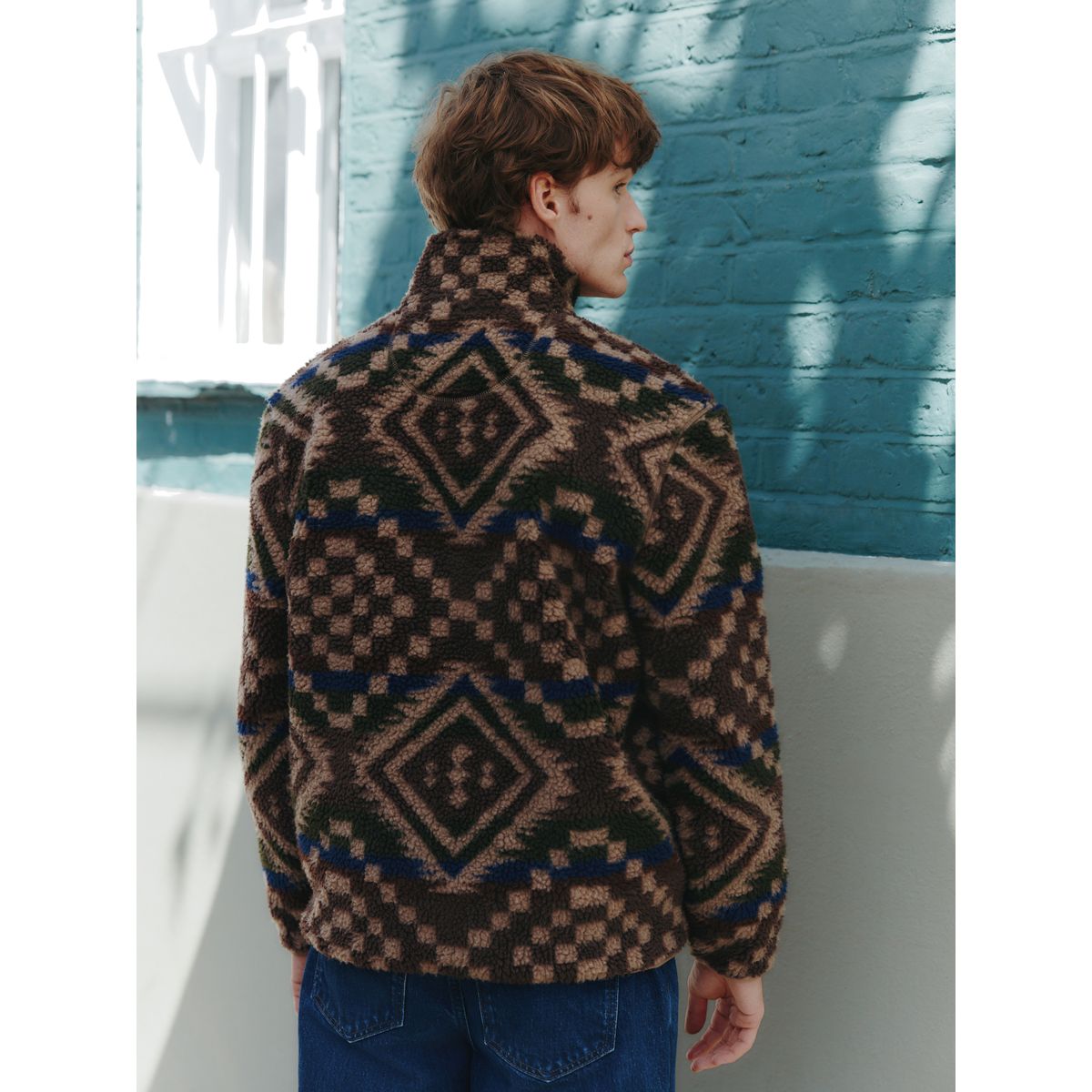 Polaire imprimée avec fermeture à zip marron/beige géométrique, NEXT