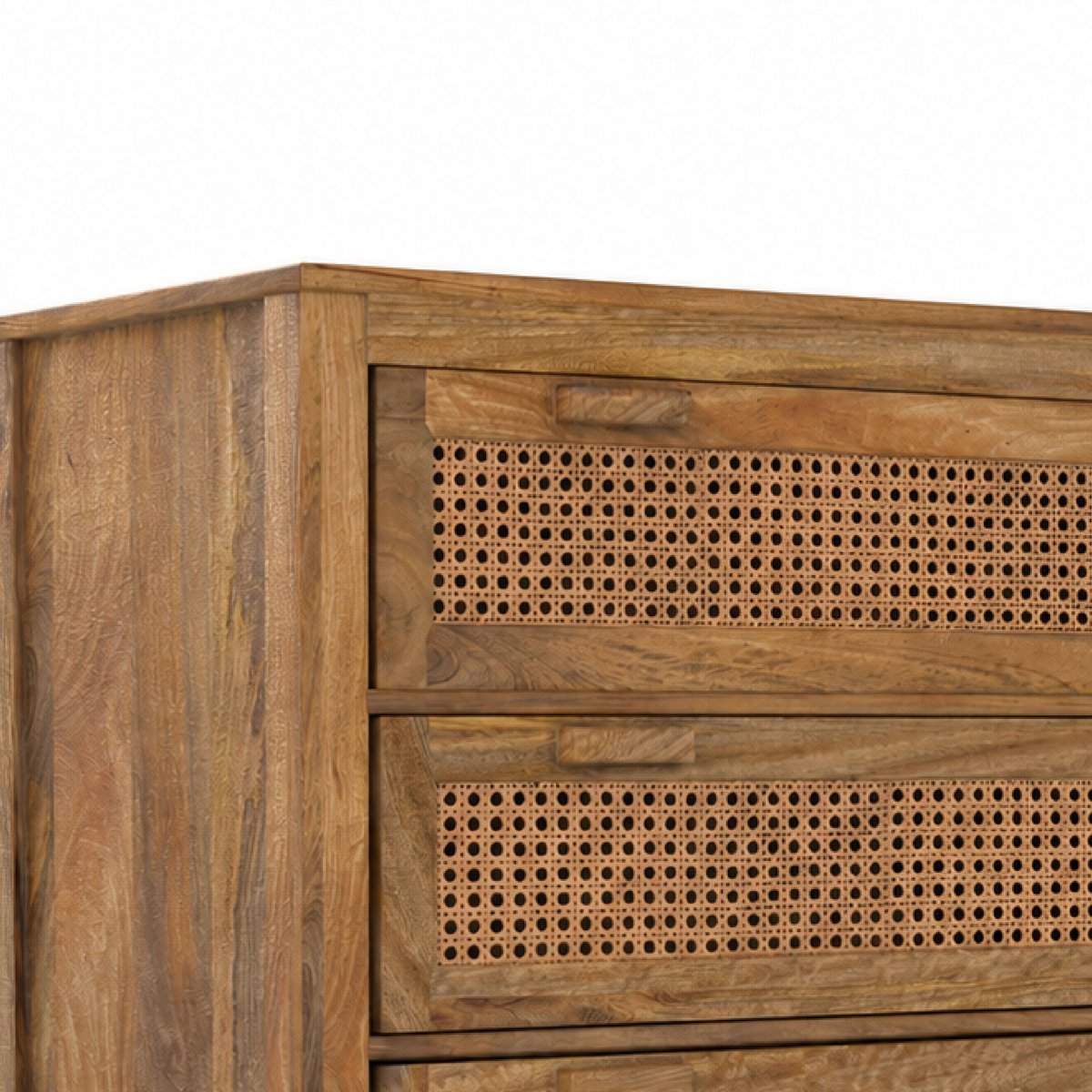 Commode en bois de manguier et cannages 3 tiroirs - TIKI bois clair, MAISON PAVANE