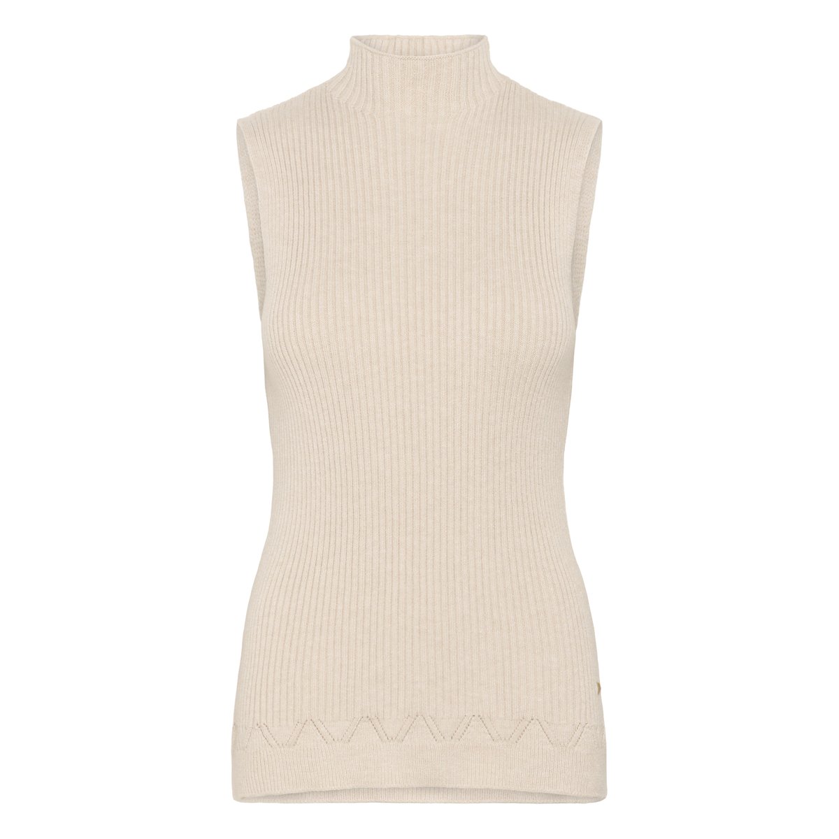 Blouse sans manches beige oat melange, CREAM