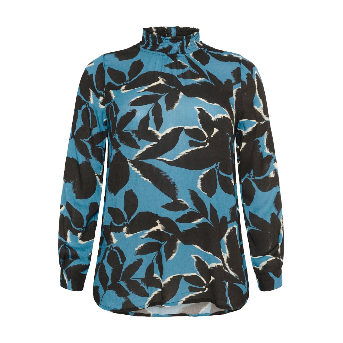 Blouse à manches longues bleu noir windward blue/black flower, KAFFE CURVE