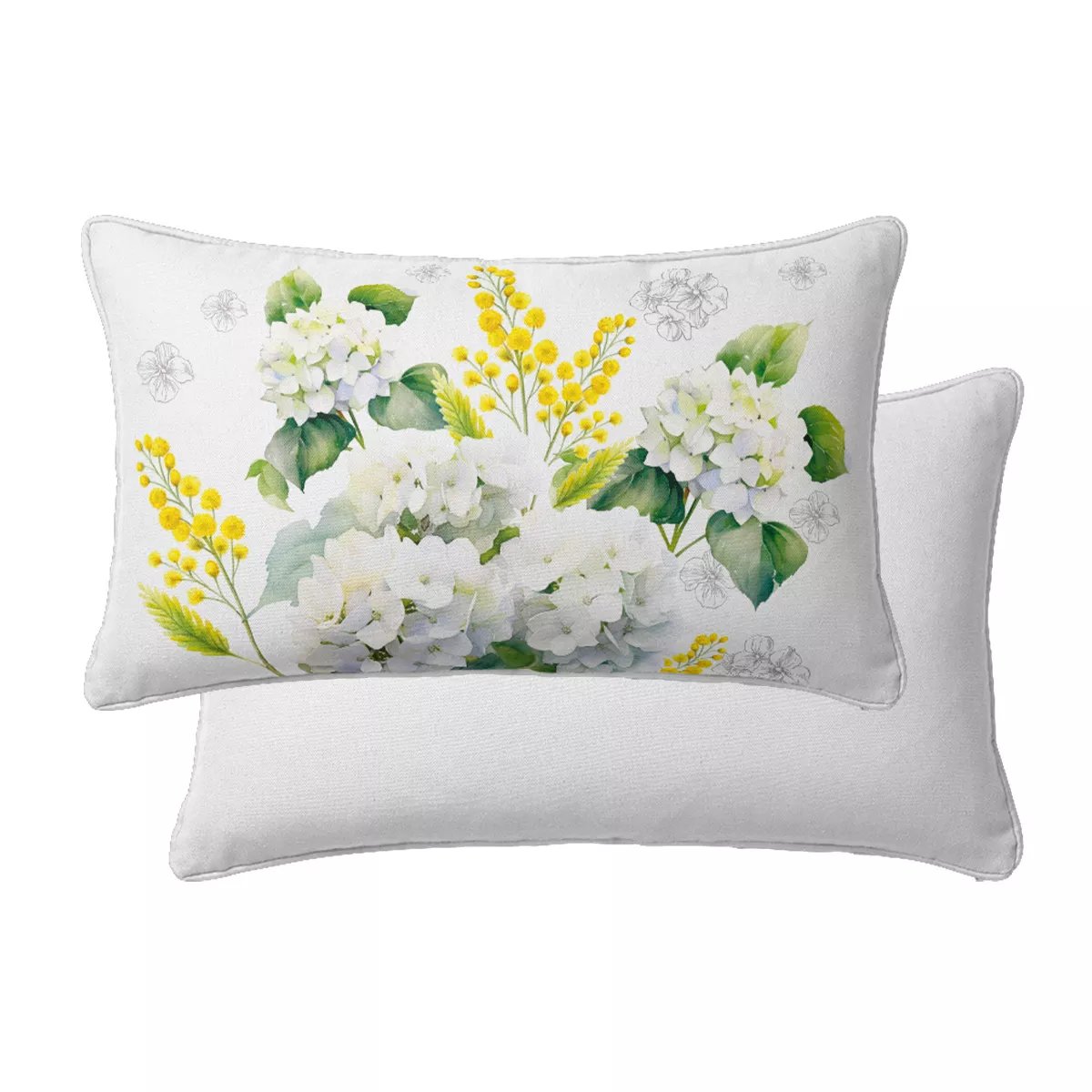 Lot de 2 taies percale de coton ANNABELLE mimosa, GARNIER THIEBAUT