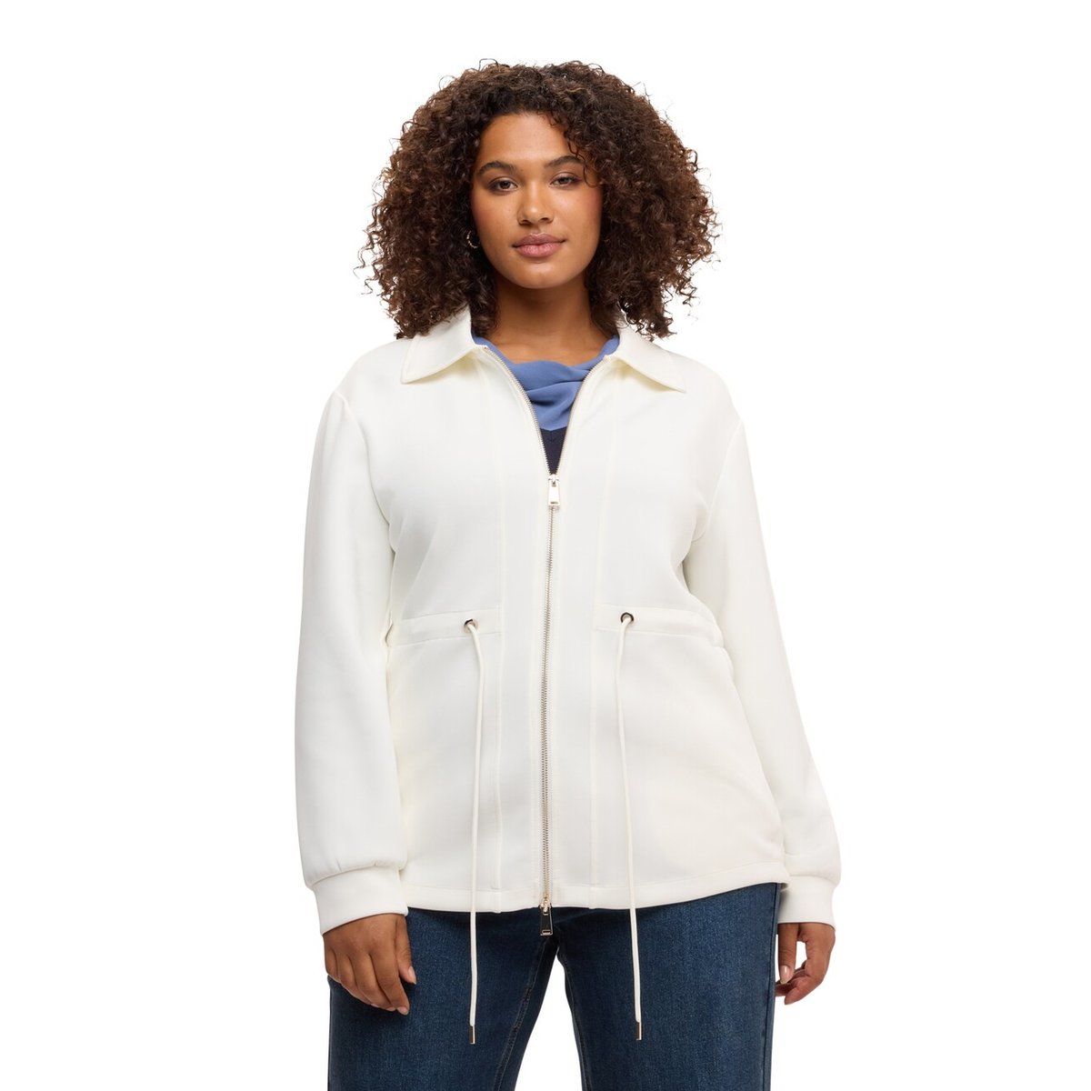 Sweat-shirt avec col et cordon de serrage blanc, FIORELLA RUBINO