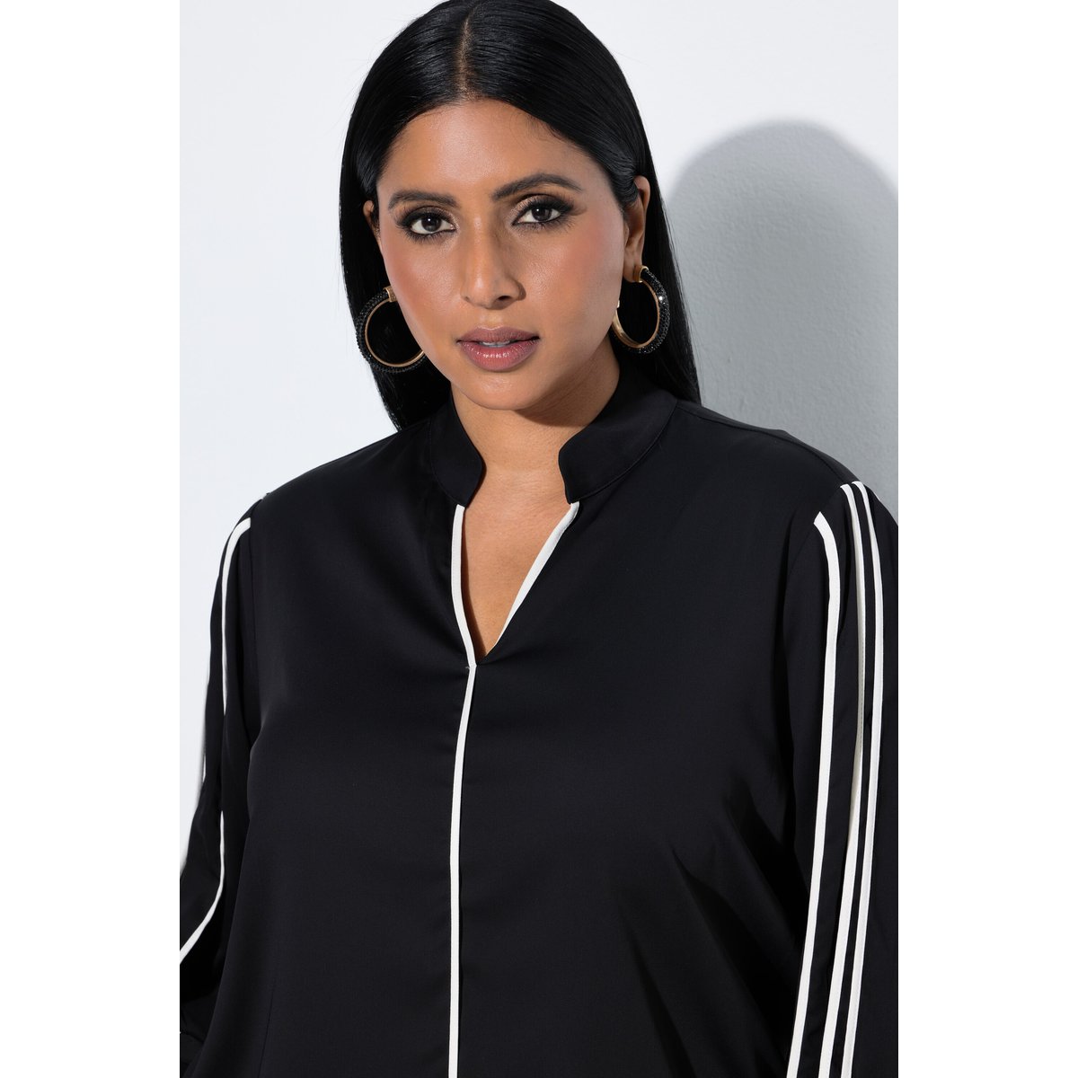 Blouse avec lavallière amovible noir, ULLA POPKEN