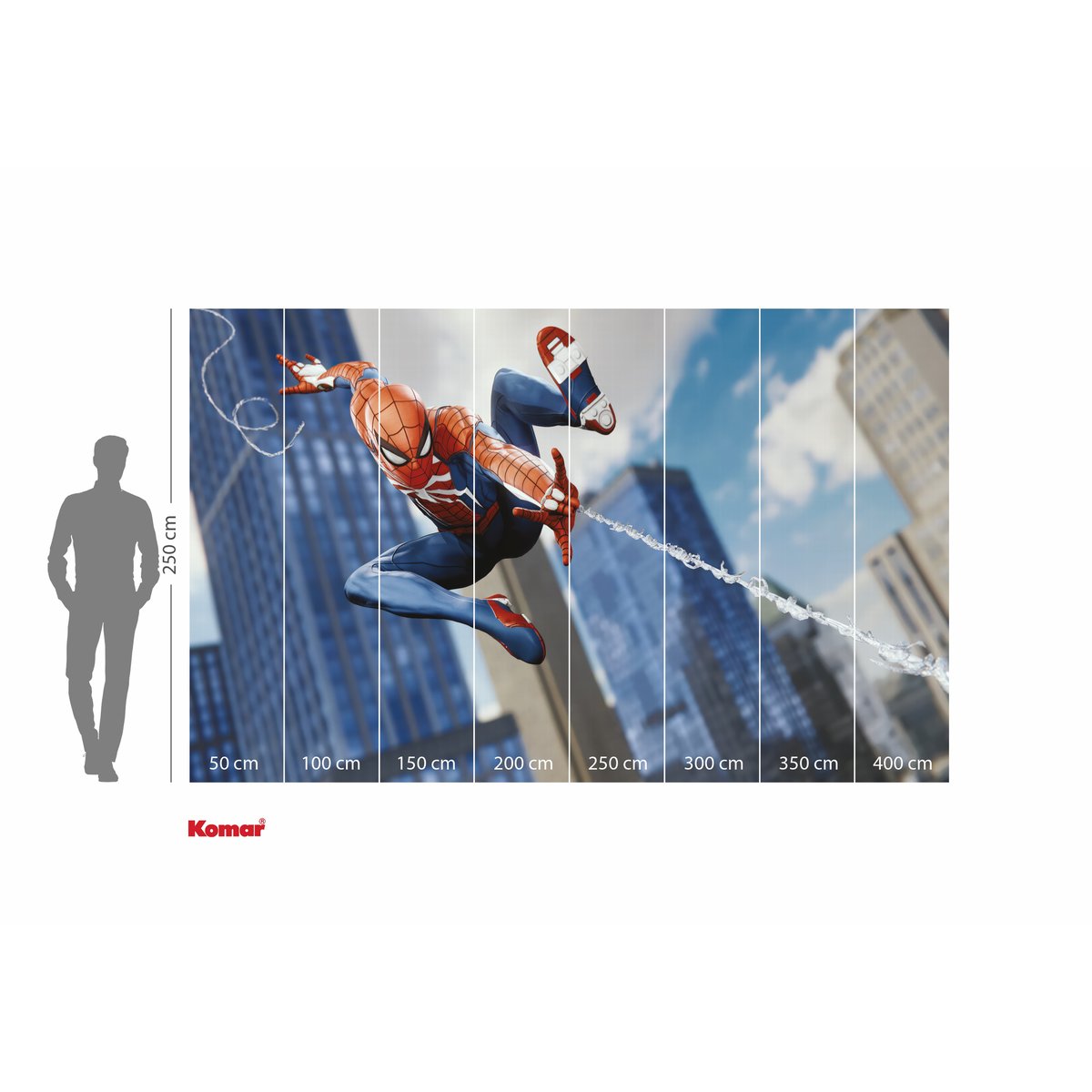 Papier peint Komar - Marvel Spider-Man Attack! - 400 x 250 cm bleu, HEXOA