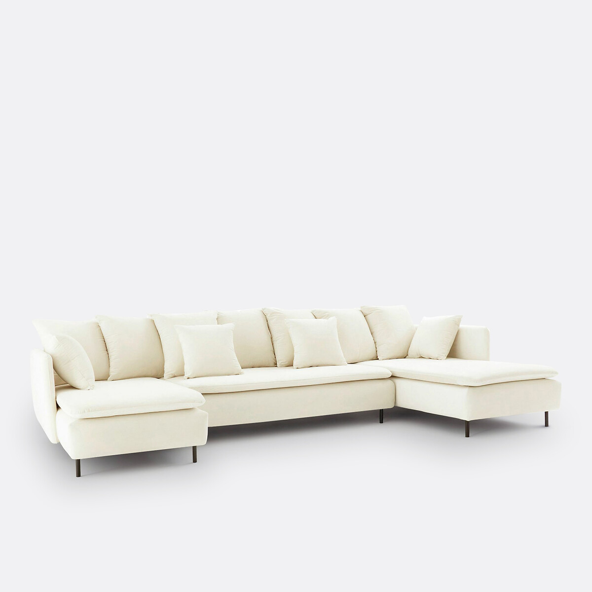 Omvormbare longchair fluweel D158 cm, Ivete ecru, LA REDOUTE INTERIEURS