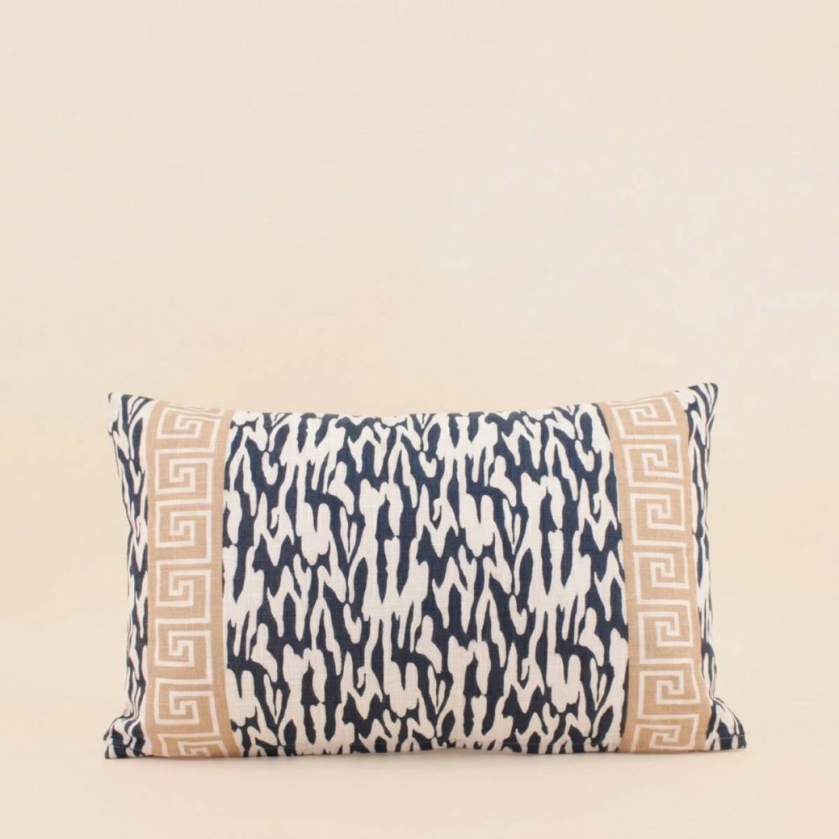 Coussin en coton flammé imprimé bord de mer 30x50cm bleu, ORNAMI