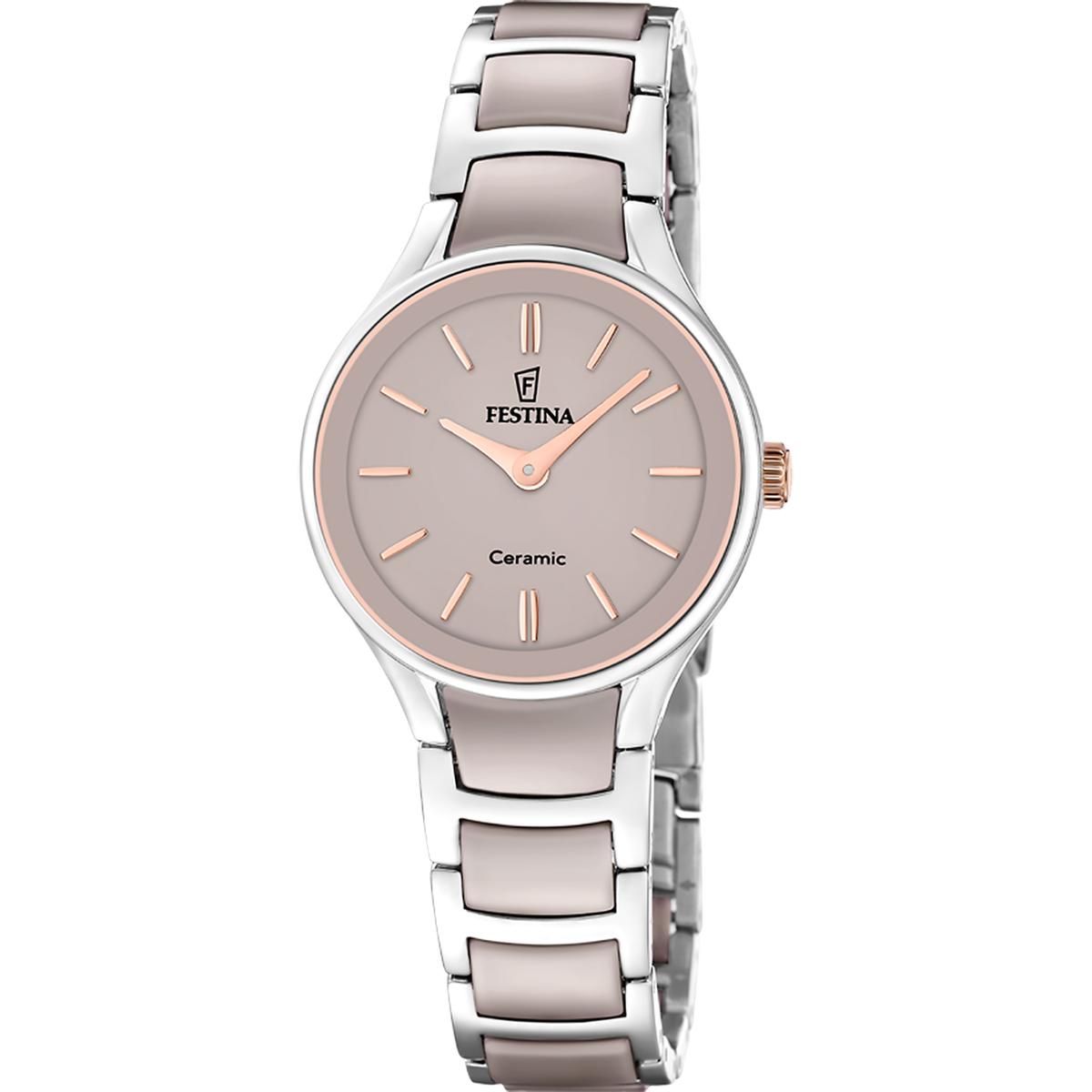 Montre Analogique CERAMIC argenté beige argenté, FESTINA