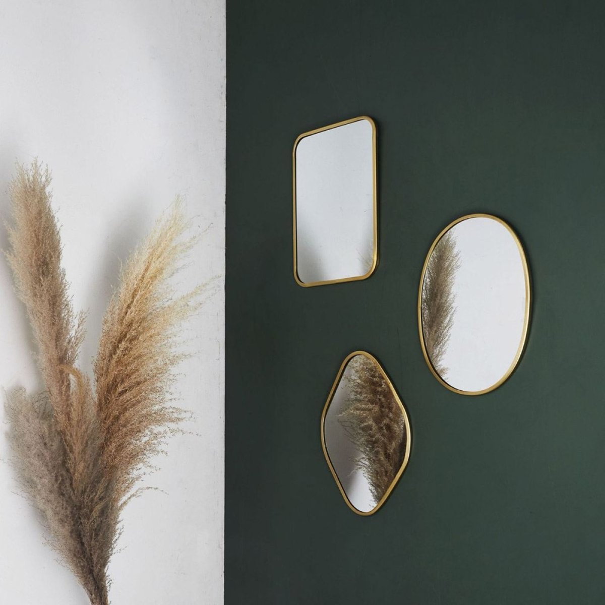 Lot de 3 miroirs contour D Co or, DECORATIE