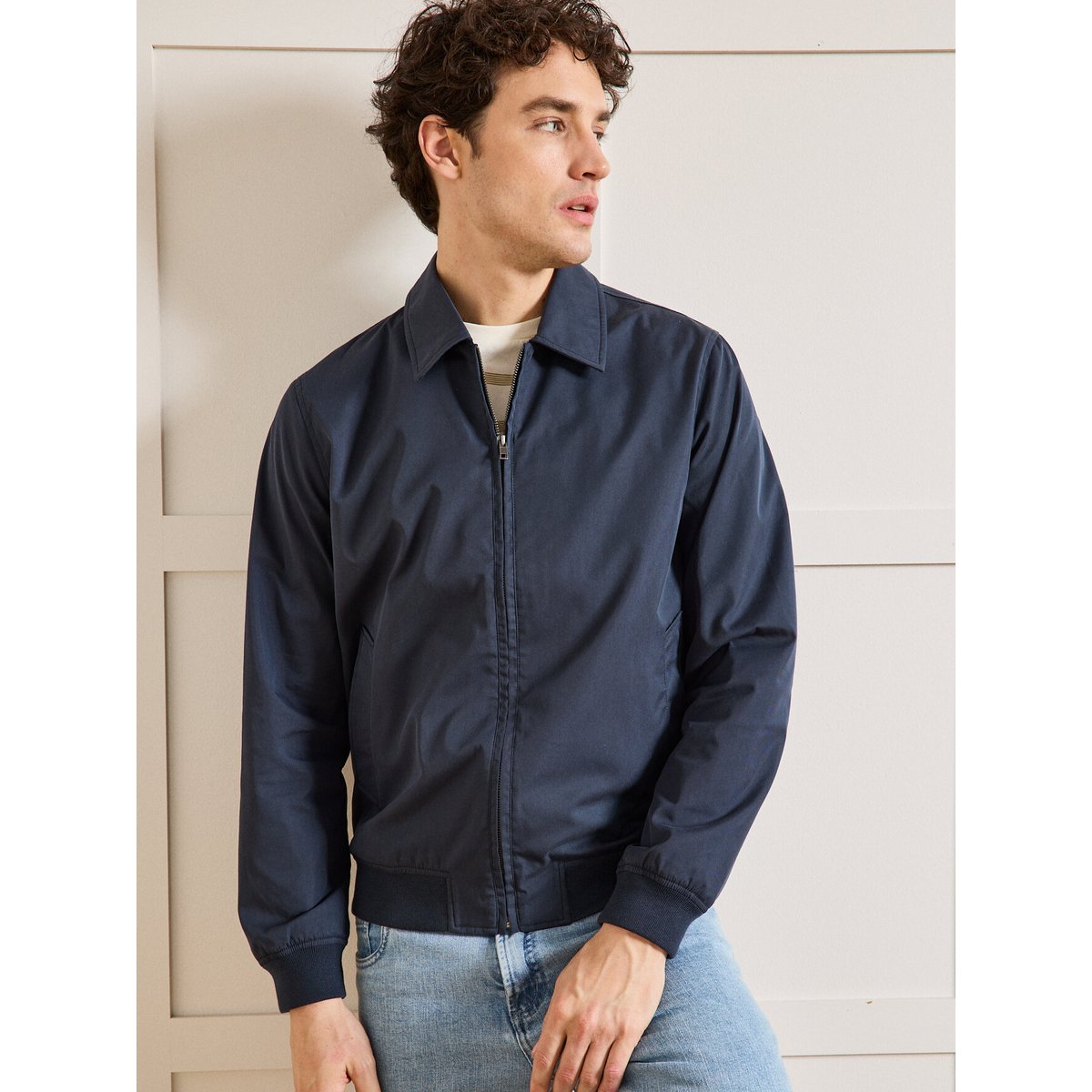 Blouson uni zippé marine, CYRILLUS
