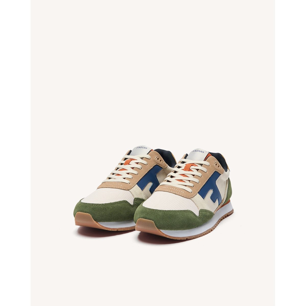 Running tissu suede ELM écru et kaki, FAGUO