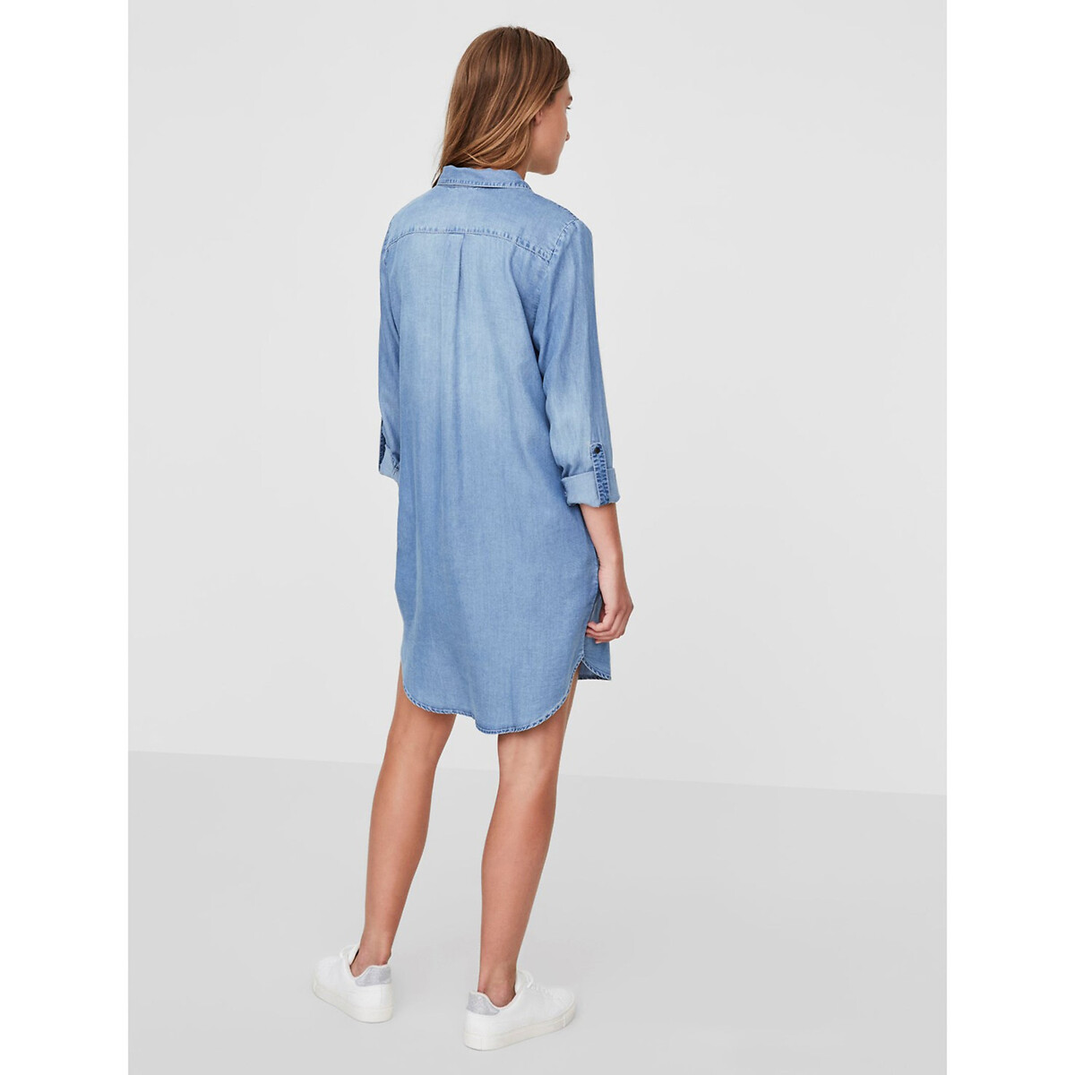 Robe chemise en jean stone clair, VERO MODA