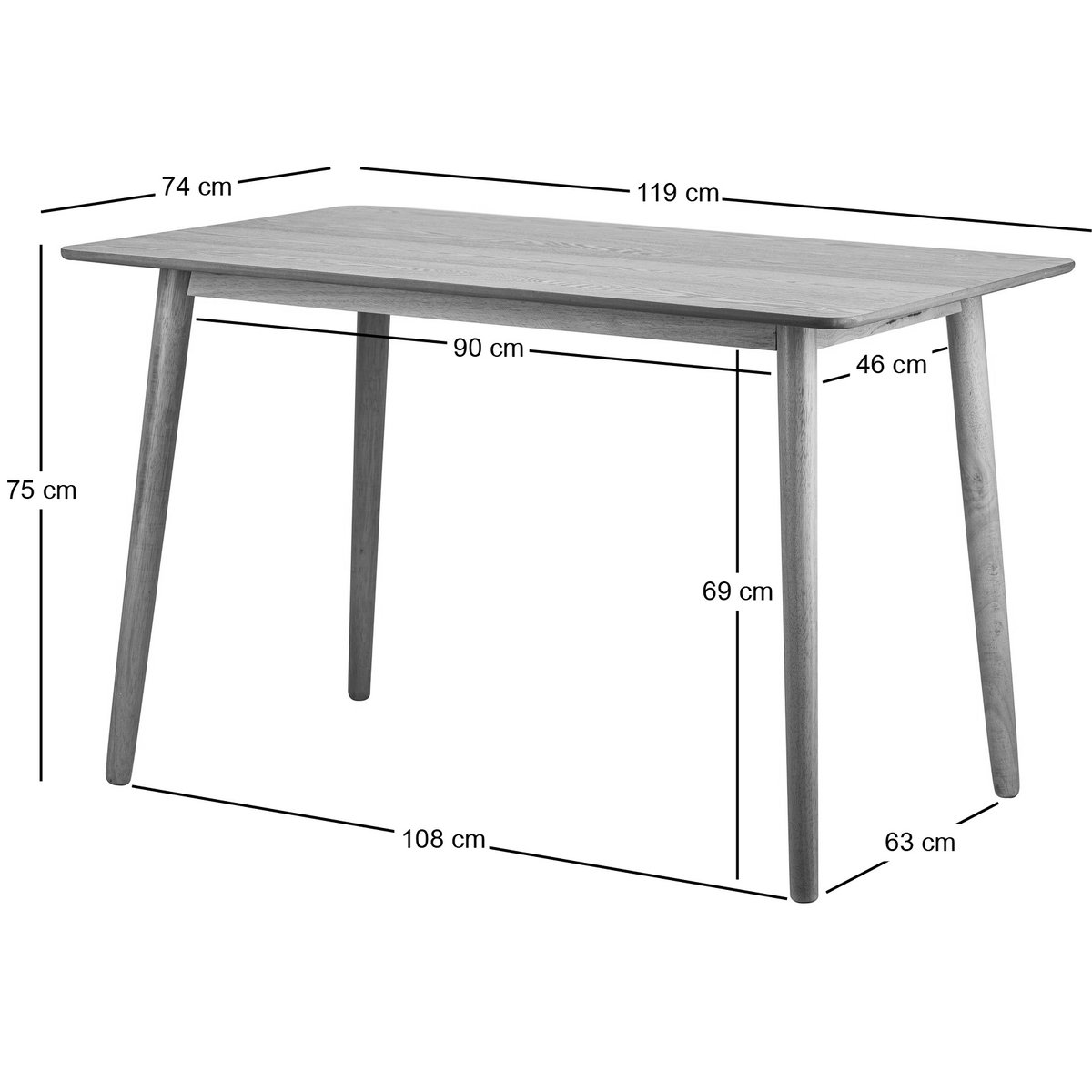 Table à manger 4 personnes, BONIFACIO noyer, NORDLYS