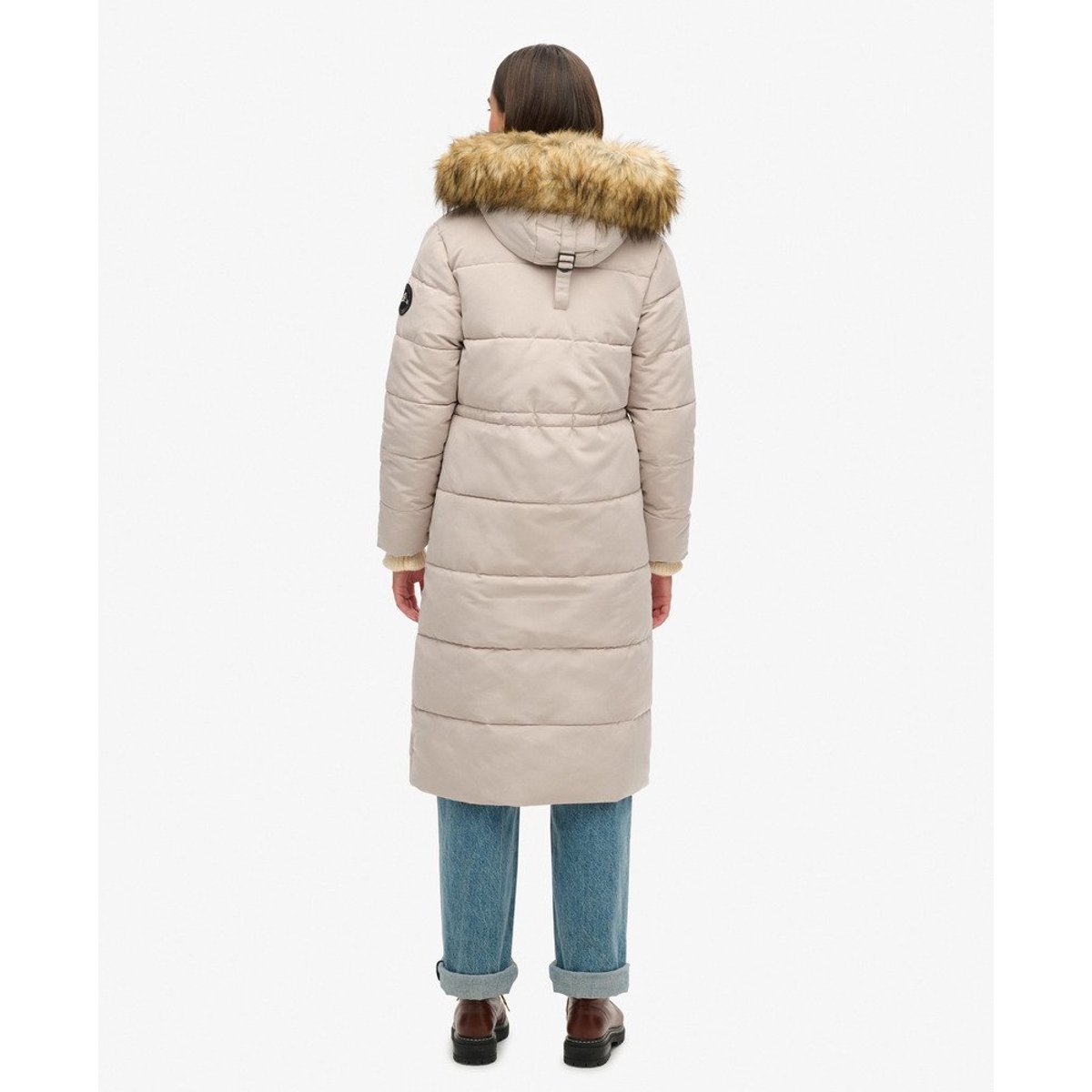 Manteau Everest Longline Puffer coupe ajustée gris château, SUPERDRY