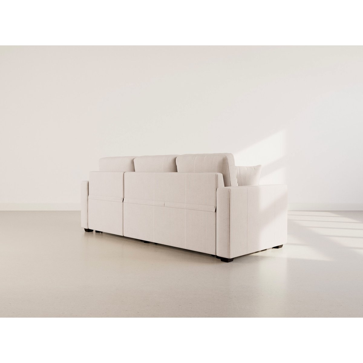 Canapé droit convertible velours côtelé 3pl, CYRUS beige, BEST MOBILIER