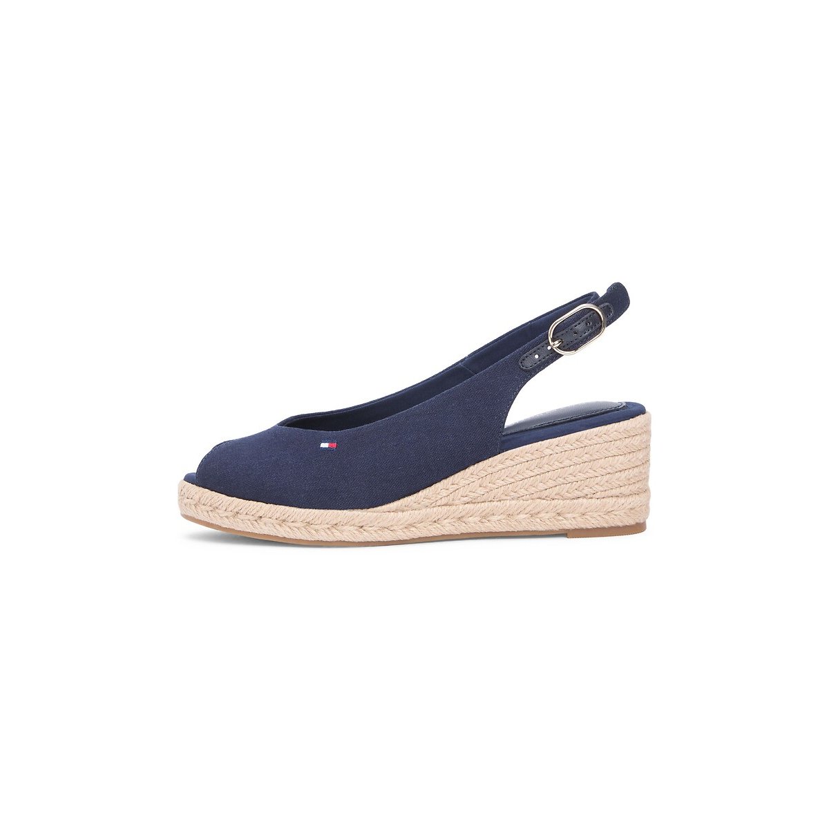Slingback sandalen met sleehak marineblauw, TOMMY HILFIGER