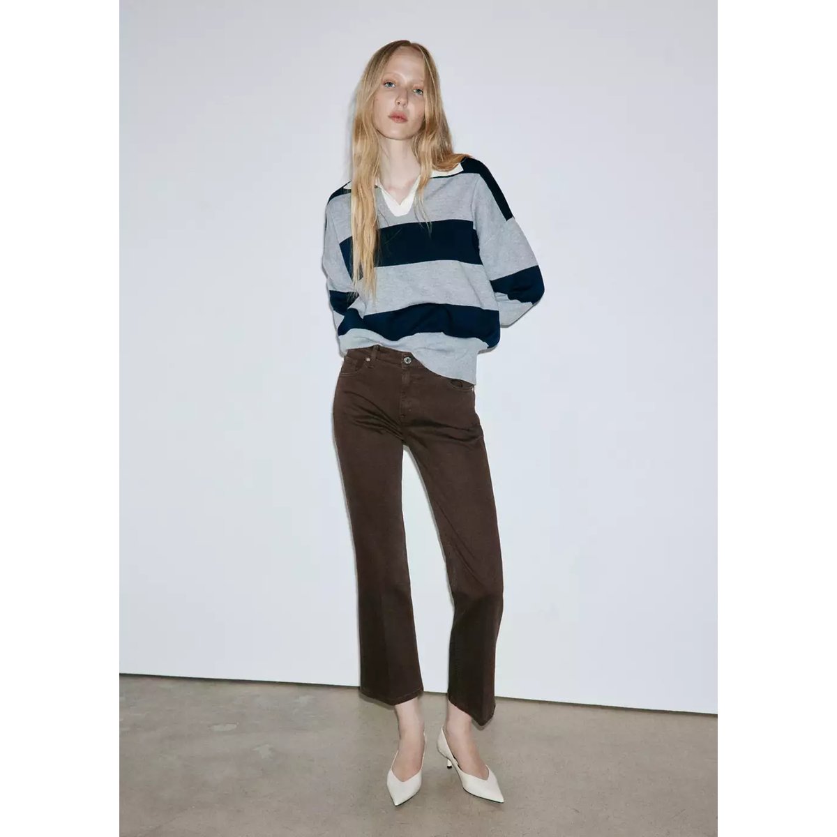 Jean Sienna flare crop chocolat, MANGO