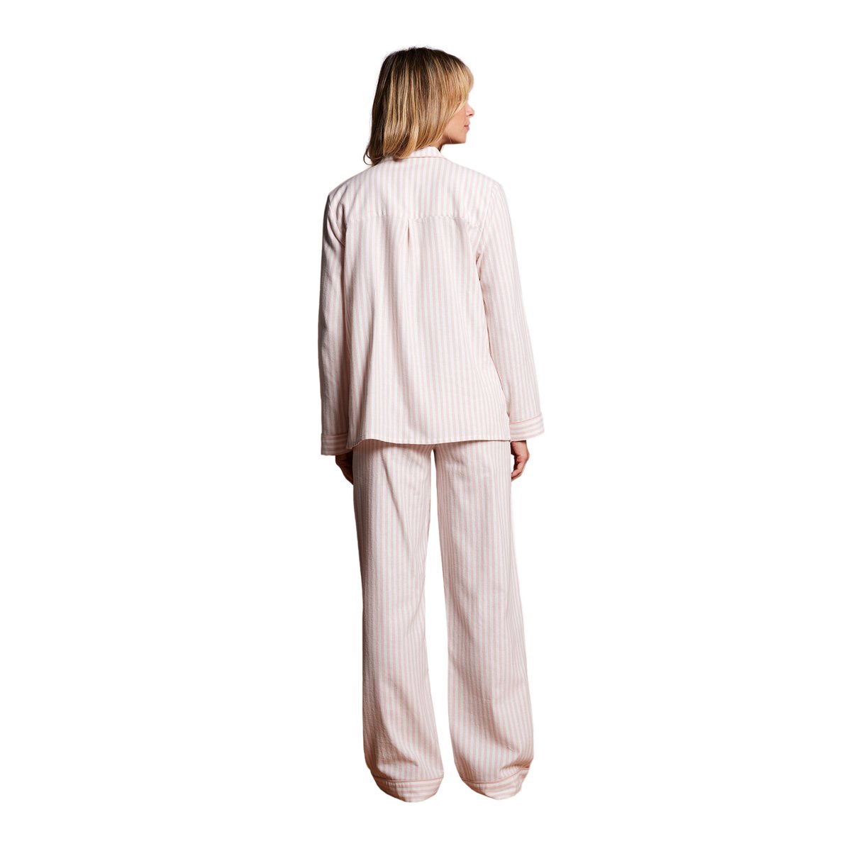 Pyjama rayé en flanelle grossesse et allaitement rayé rose, ENVIE DE FRAISE