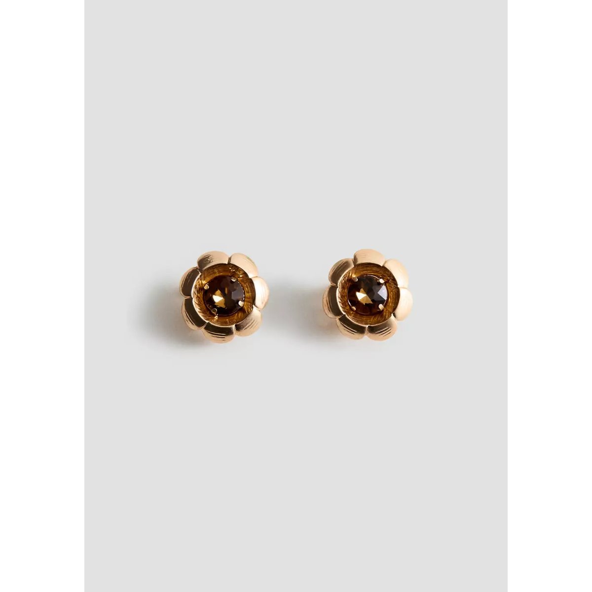 Boucles d'oreille fleur métallique or, MANGO