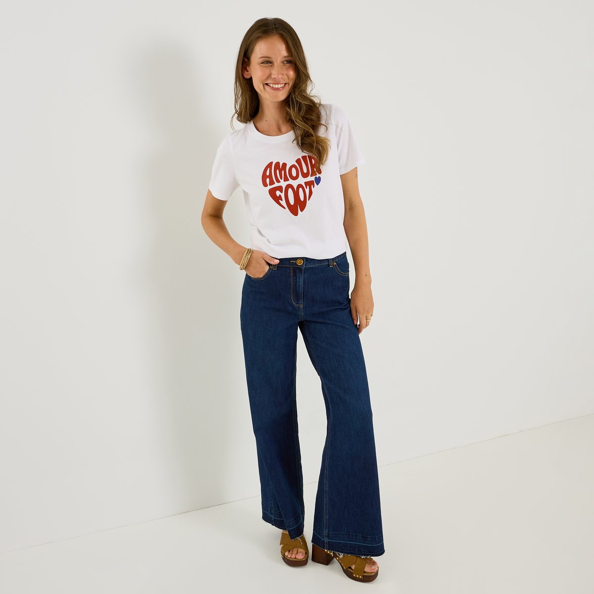 T-shirt graphique "Amour Foot" blanc cassé blanc, GRAIN DE MALICE