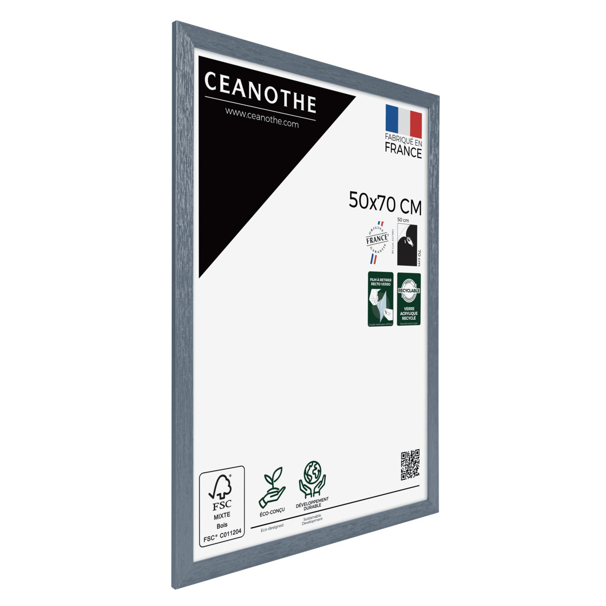 Cadre Photo En Bois Reconstitué Fsc KARMA bleu, CEANOTHE