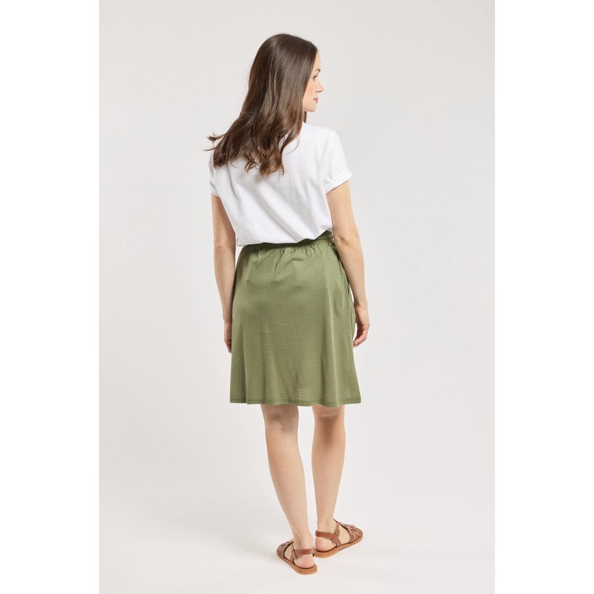 Jupe taille élastiquée en coton et modal military, ARMOR-LUX