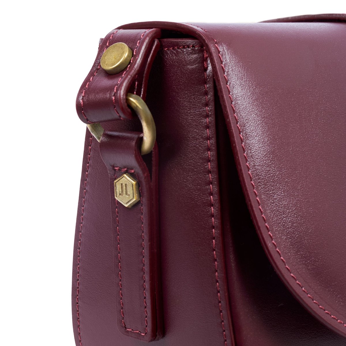 Sac boucle cuir lisse bordeaux, JULES & JENN