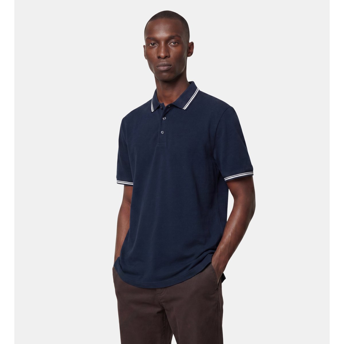 Polo droit tolobas coton bleu marine, GALERIES LAFAYETTE