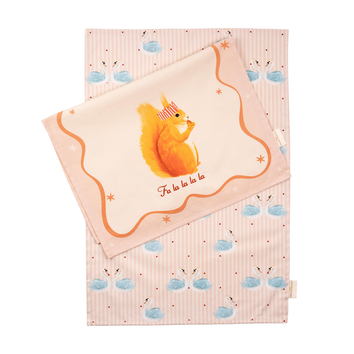 Set of 2 Xmas Squirrel Tea Towels multi-coloured, YVONNE ELLEN